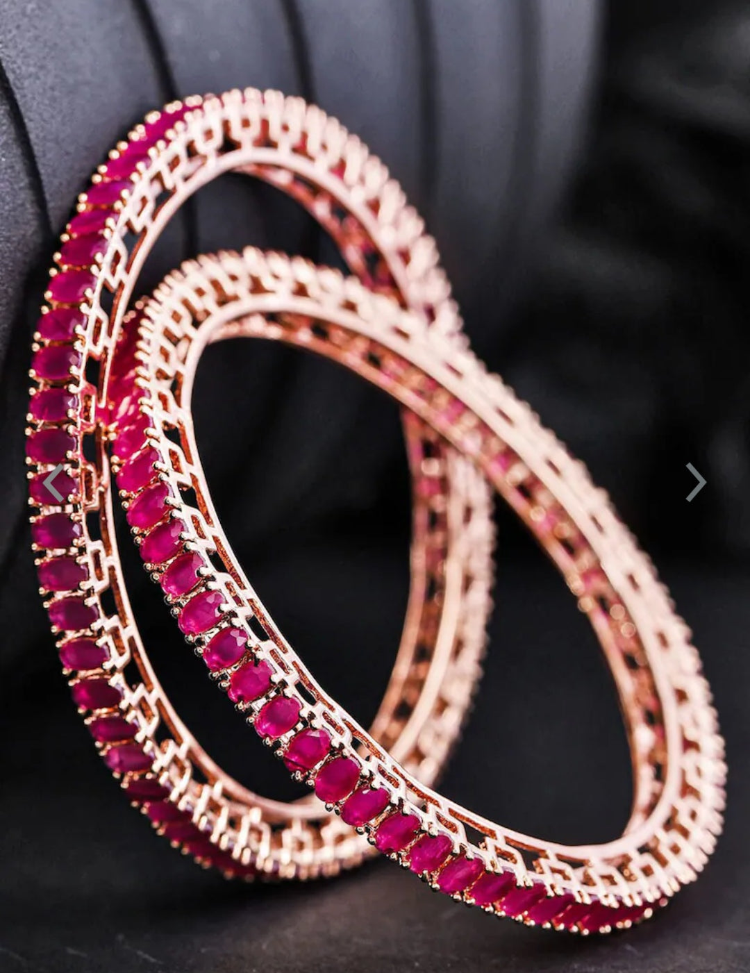 Taksh Creation Rose Gold-Plated Cubic Zirconia Stone Studded Bangles