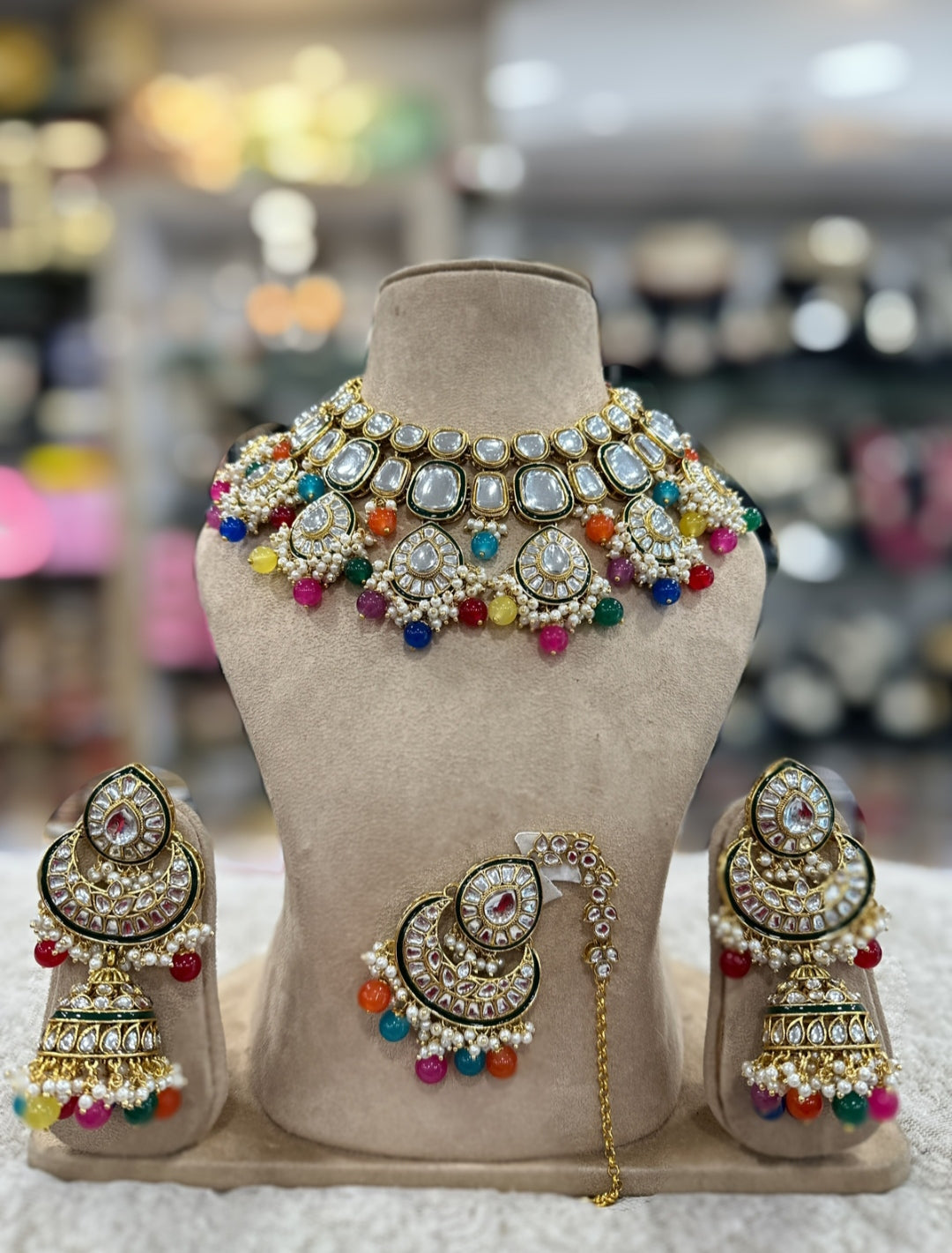 Taksh Creation Gold-Plated Kundan Bridal Jewellery Set