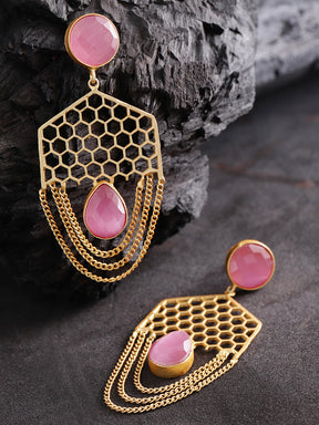 Taksh Creation Gold-Plated Handcrafted Drop Earrings