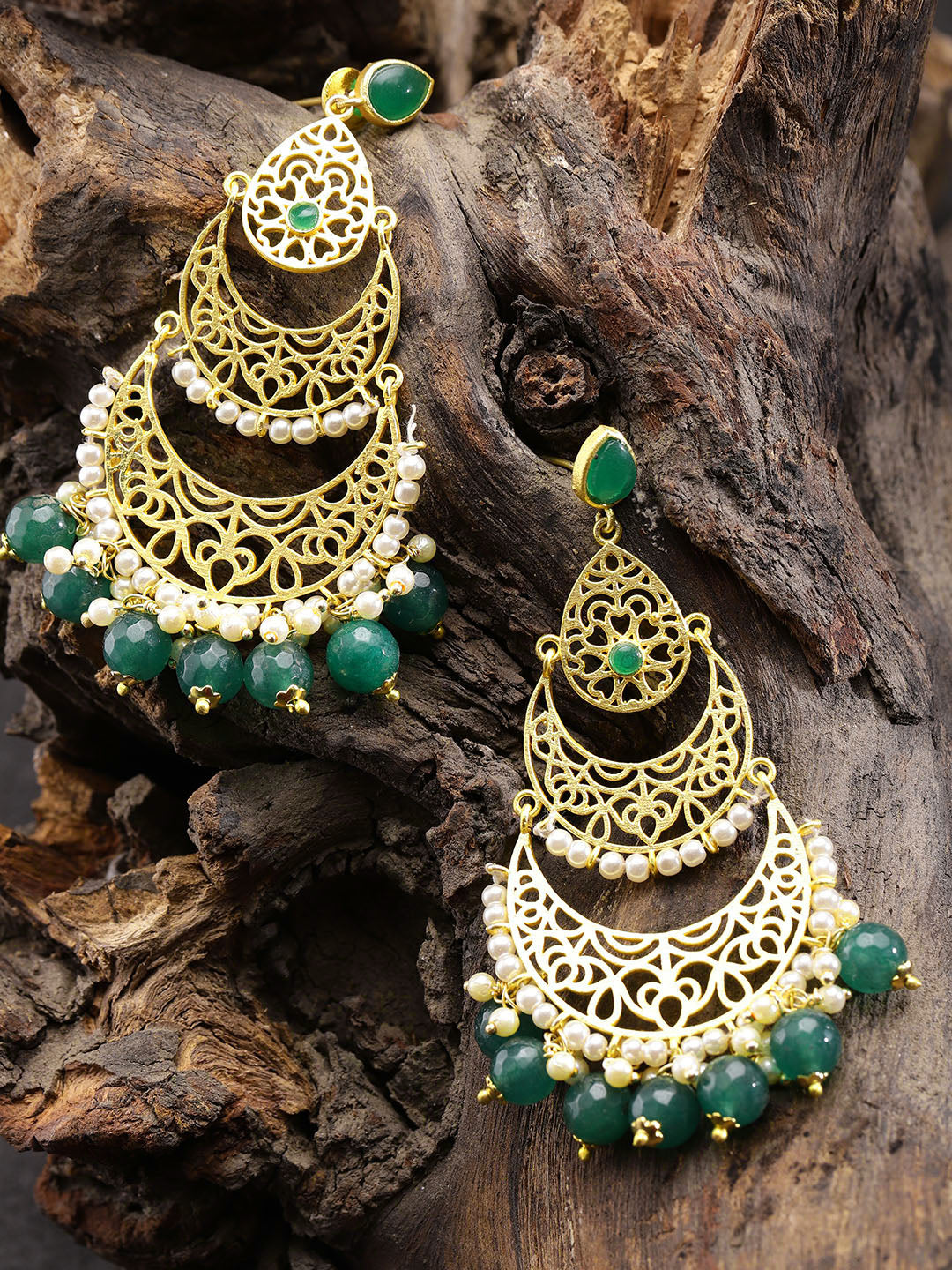 Taksh Creation Gold-Plated Handcrafted Crescent Shaped Chandbalis