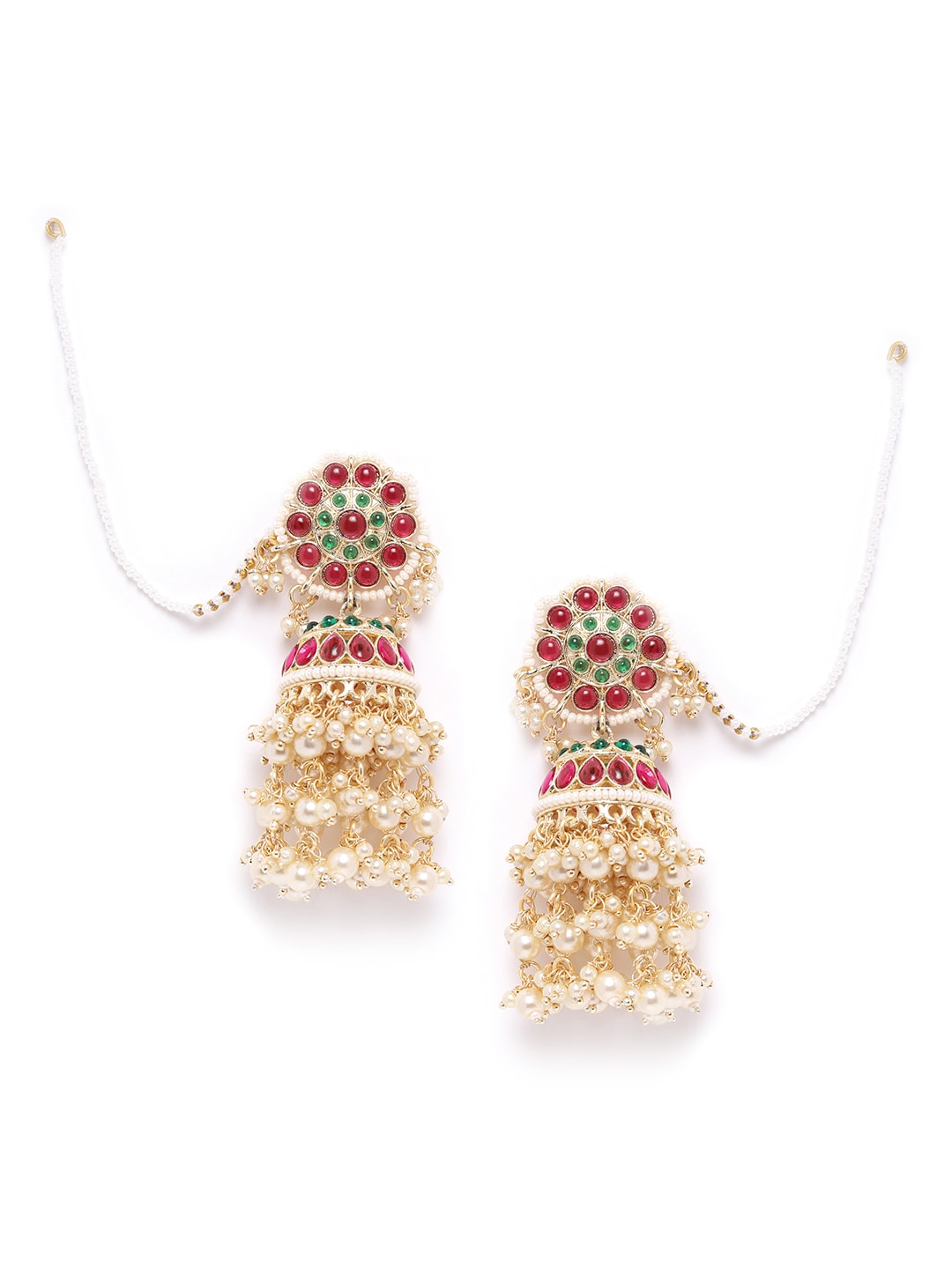 Taksh Creation Gold-Plated Kundan Handcrafted Dome Shaped Jhumkas