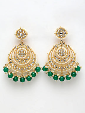 TAKSH CREATION Gold-Plated Kundan Classic Drop Earrings