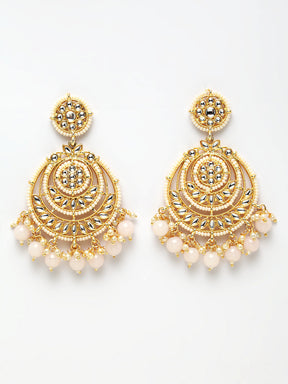 TAKSH CREATION Gold-Plated Kundan Classic Drop Earrings