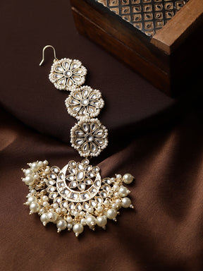 Taksh Creation Off-White Gold-Plated Kundan-Studded Maang Tika