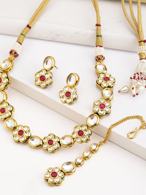 Taksh Creation Gold-Plated Kundan-Studded Handcrafted Jewellery Set