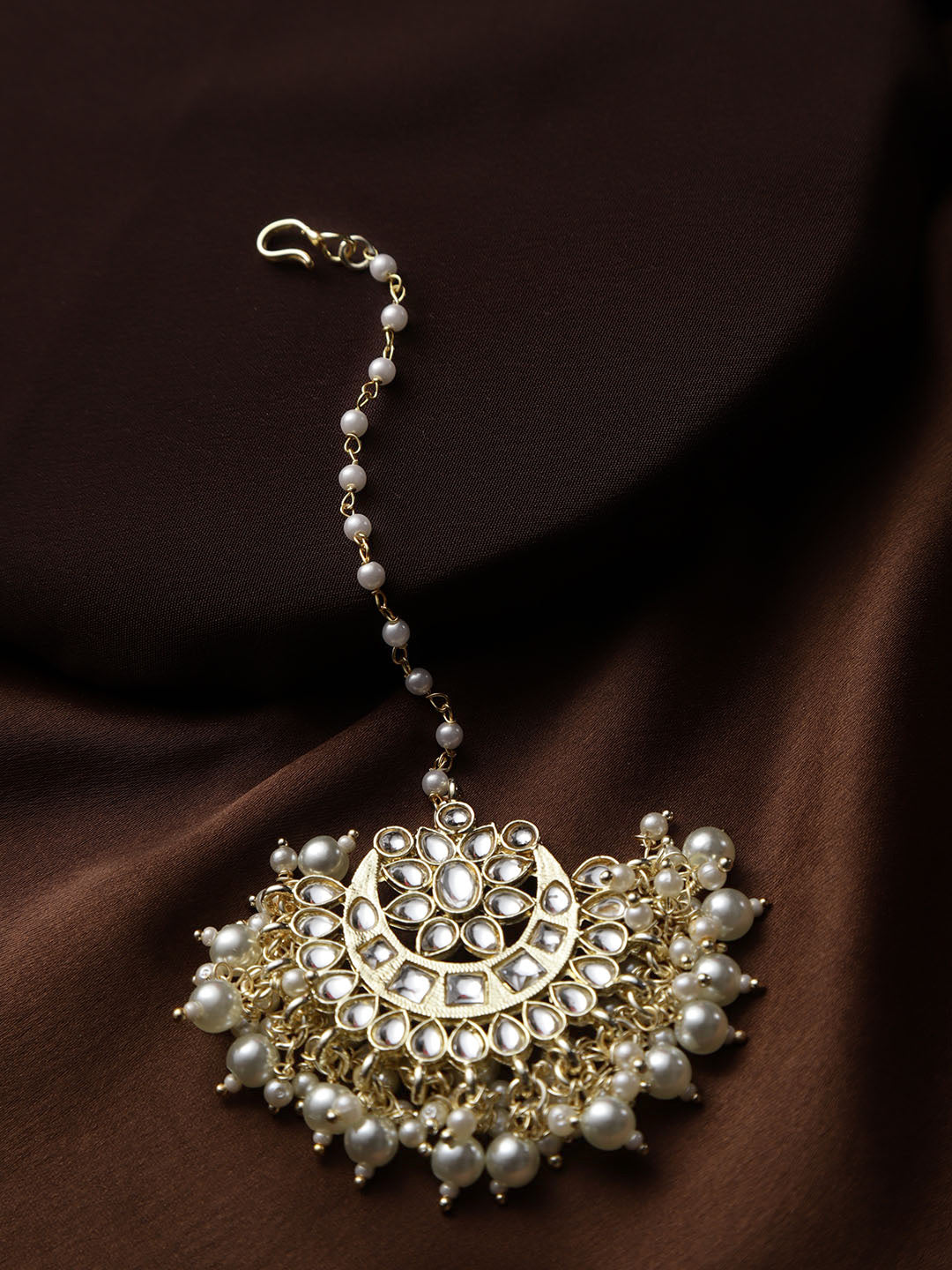 Taksh Creation Off-White Gold-Plated Kundan-Studded Maang Tika