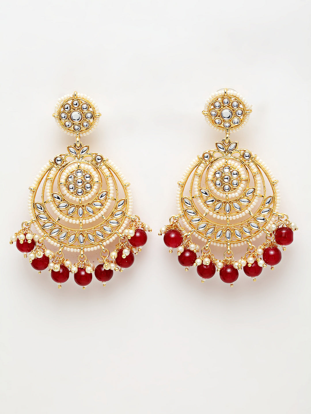 TAKSH CREATION Gold-Plated Kundan Classic Drop Earrings