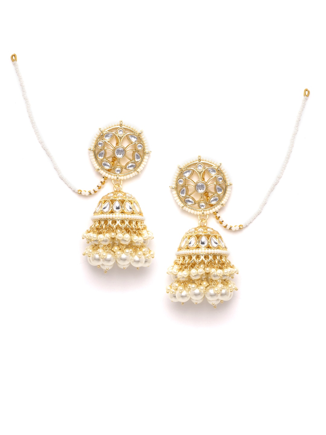 Taksh Creation Gold-Plated Kundan Handcrafted Dome Shaped Jhumkas