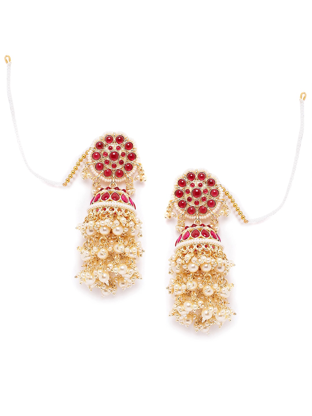 Taksh Creation Gold-Plated Kundan Handcrafted Dome Shaped Jhumkas