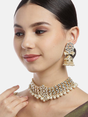 Taksh Creation Gold-Plated Kundan Studded & Beaded Jewellery Set