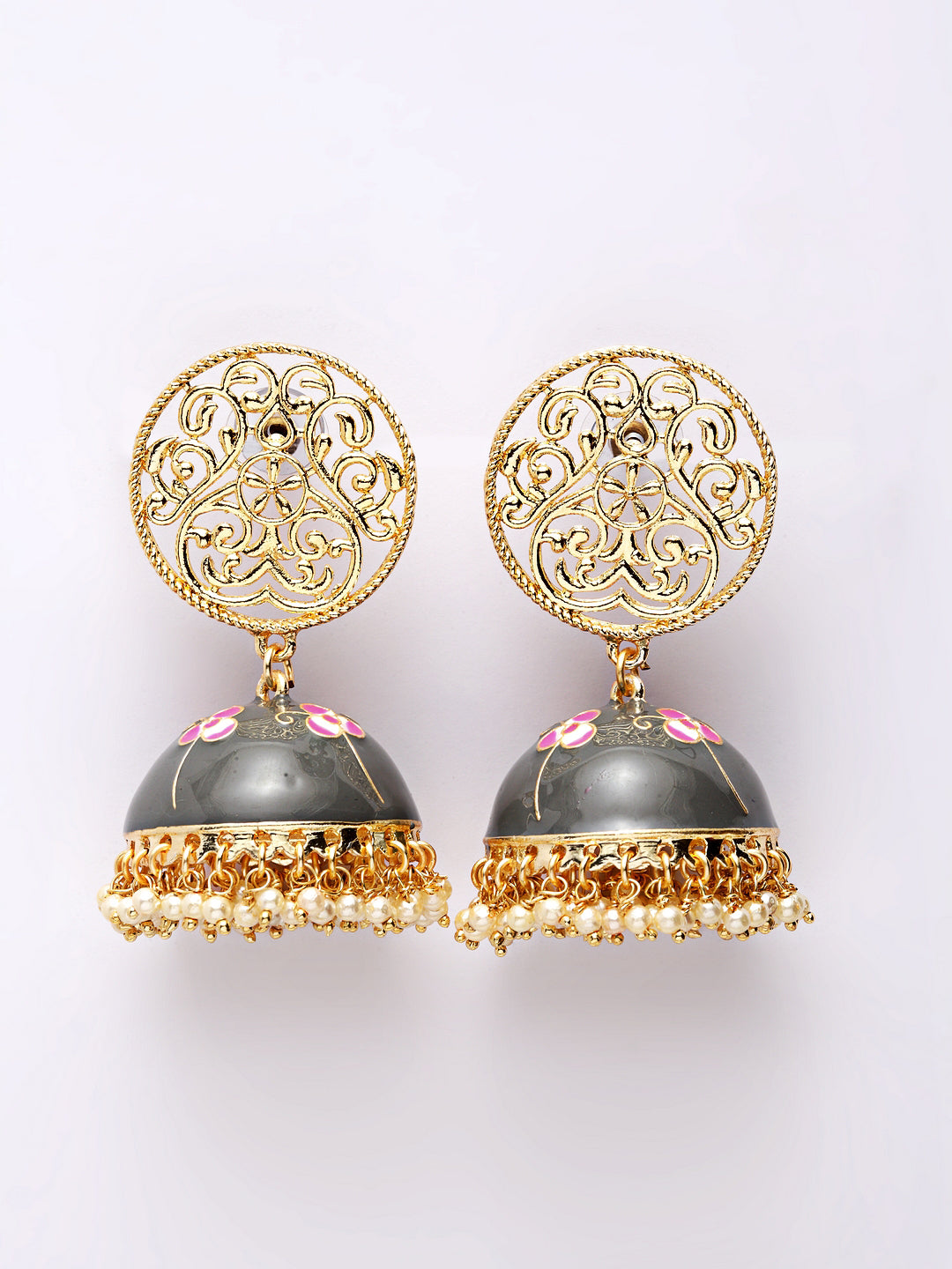 TAKSH CREATION Gold-Plated & Dome Shaped Jhumkas