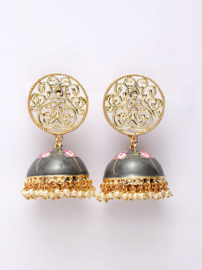 TAKSH CREATION Gold-Plated & Dome Shaped Jhumkas