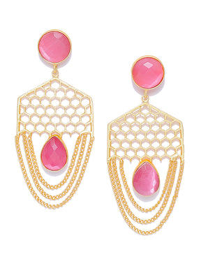 Taksh Creation Gold-Plated Handcrafted Drop Earrings