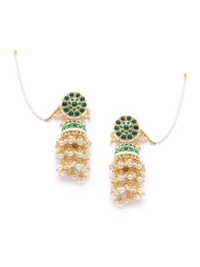 Taksh Creation Gold-Plated Kundan Handcrafted Dome Shaped Jhumkas