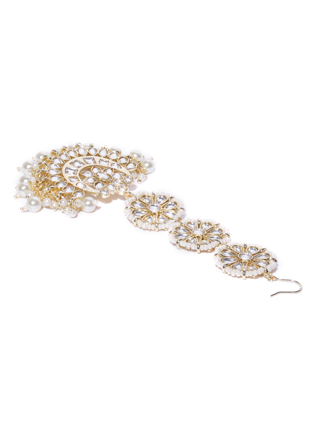 Taksh Creation Off-White Gold-Plated Kundan-Studded Maang Tika