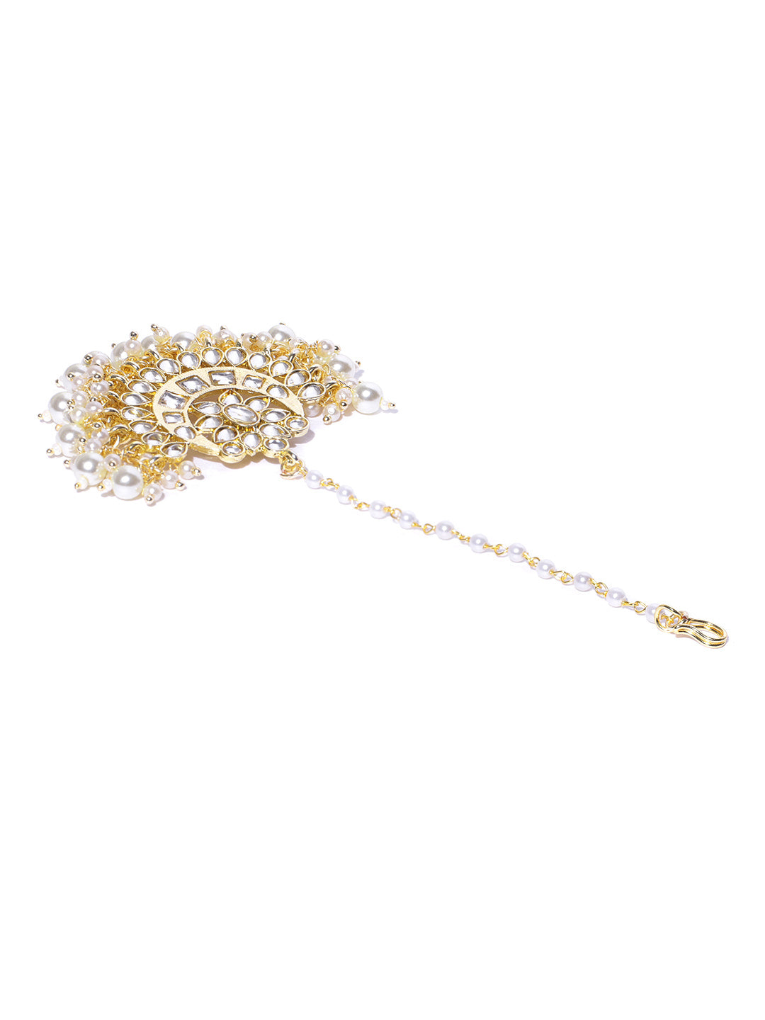 Taksh Creation Off-White Gold-Plated Kundan-Studded Maang Tika