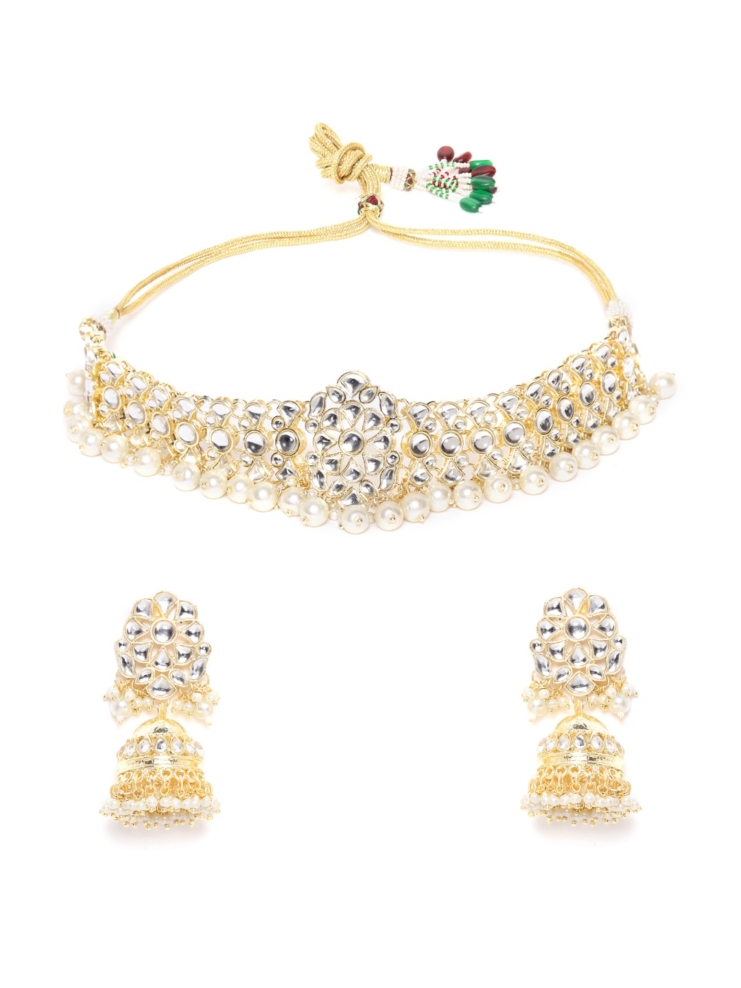 Taksh Creation Gold-Plated Kundan Studded & Beaded Jewellery Set