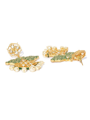 Taksh Creation Gold-Plated Handcrafted Enameled Polki Classic Drop Earrings