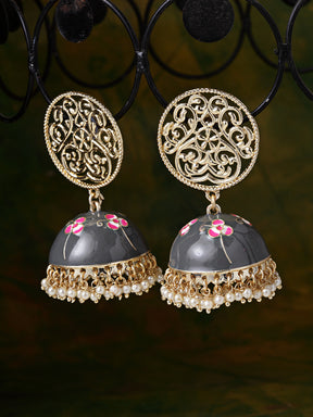 TAKSH CREATION Gold-Plated & Dome Shaped Jhumkas