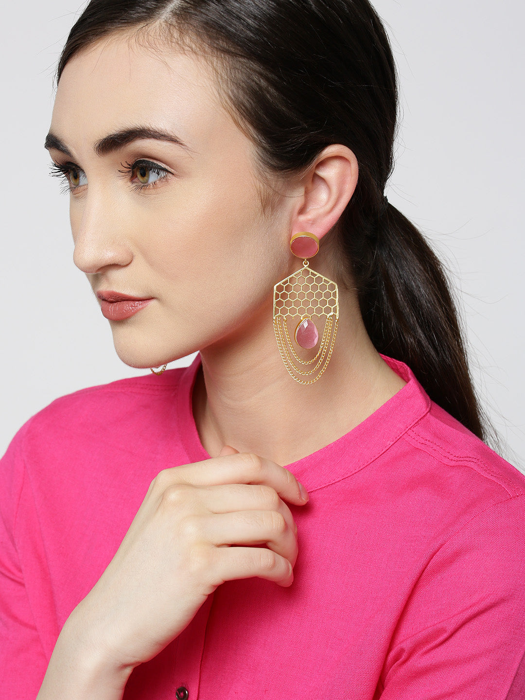 Taksh Creation Gold-Plated Handcrafted Drop Earrings