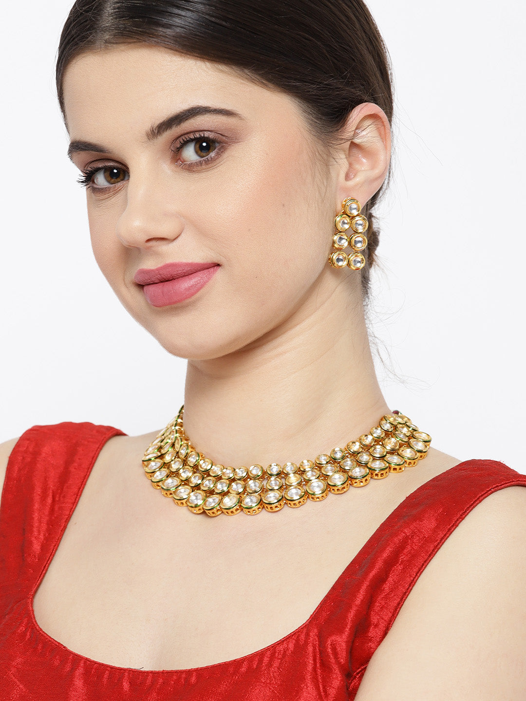 Taksh Creation Gold-Plated Kundan-Studded Handcrafted Jewellery Set