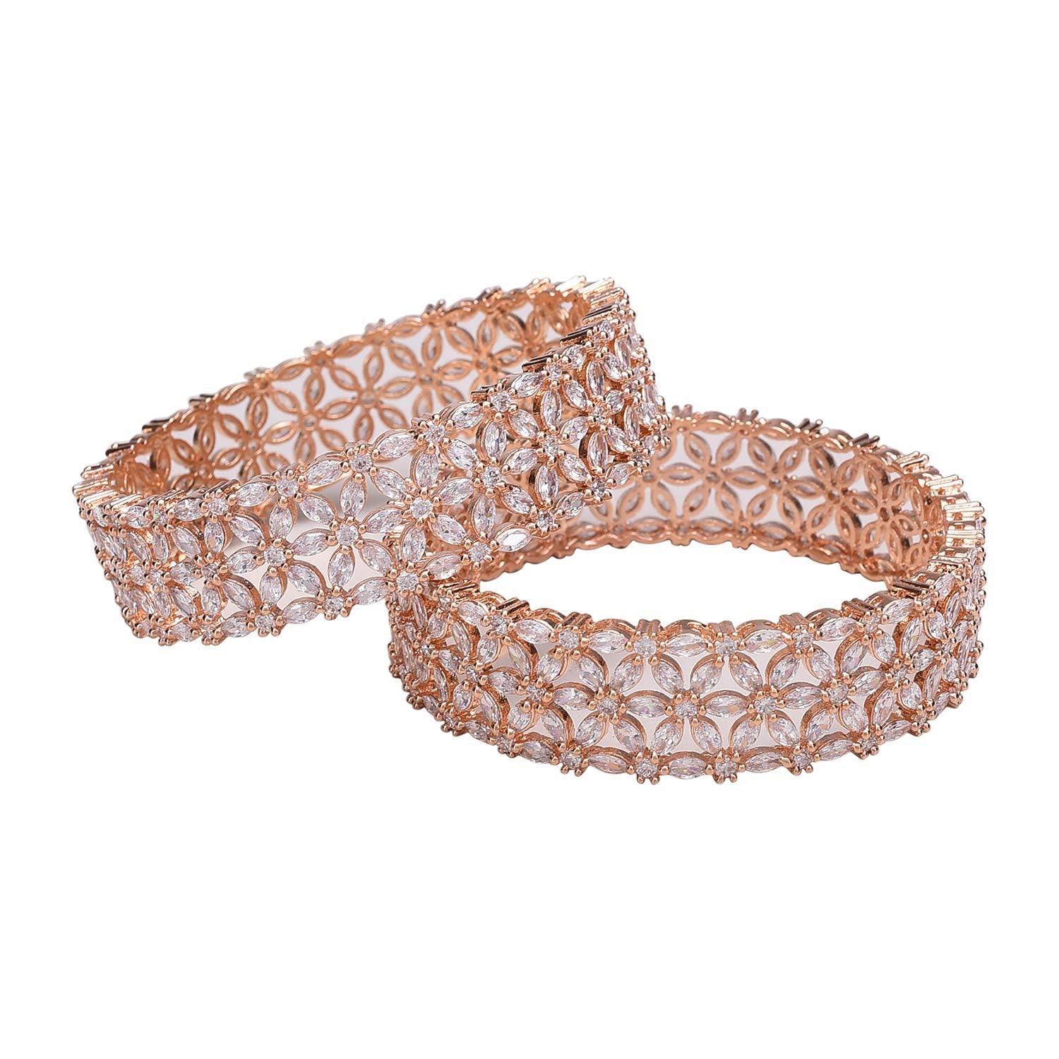 Taksh Creation Ruby Gold-Plated White Stone-Studded Bangles