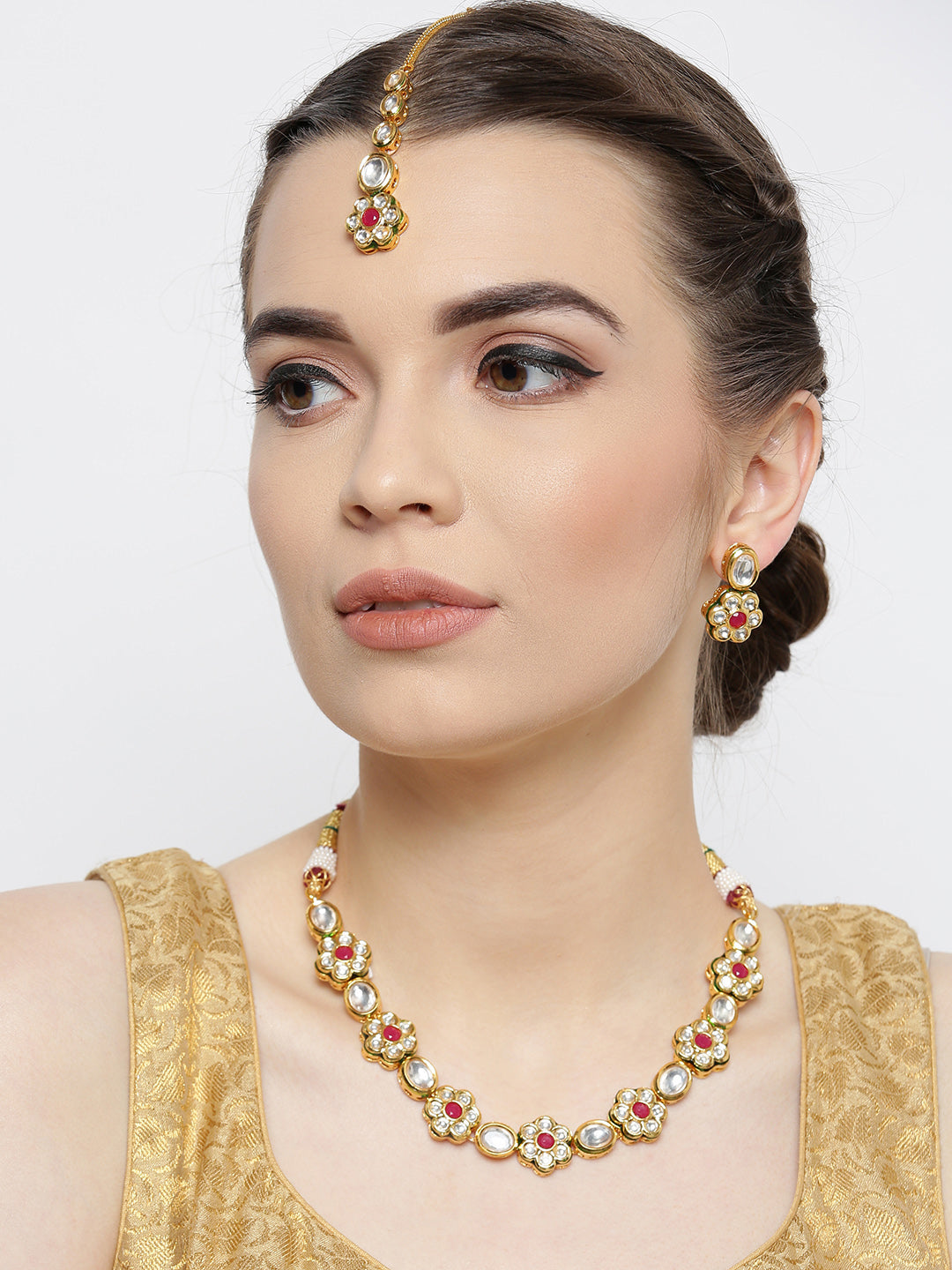 Taksh Creation Gold-Plated Kundan-Studded Handcrafted Jewellery Set