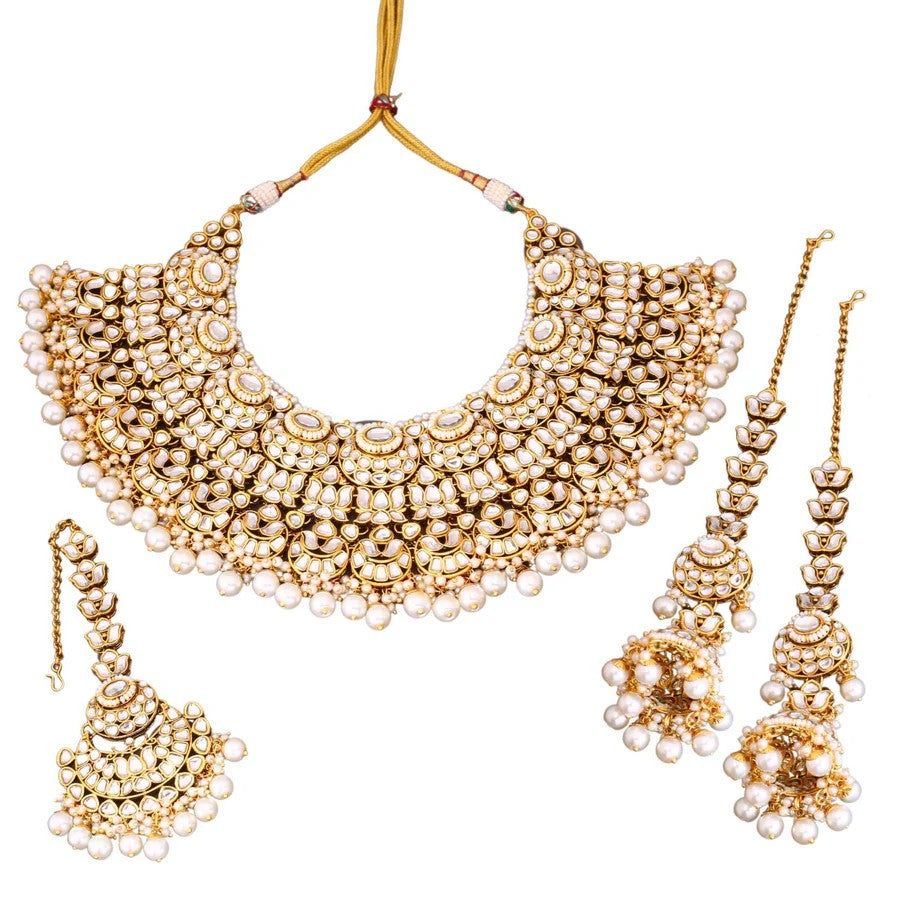 Taksh creation Gold - plated kundan Bridal jewellery set