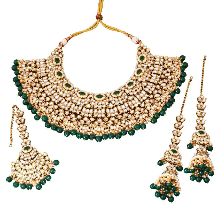 Taksh creation Gold - plated kundan Bridal jewellery set