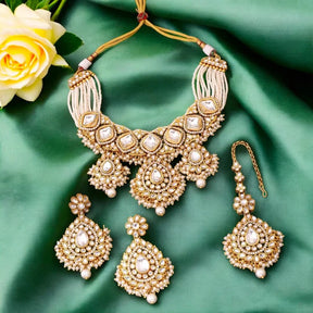 Taksh Creation Gold- plated kundan bridal jewellery set