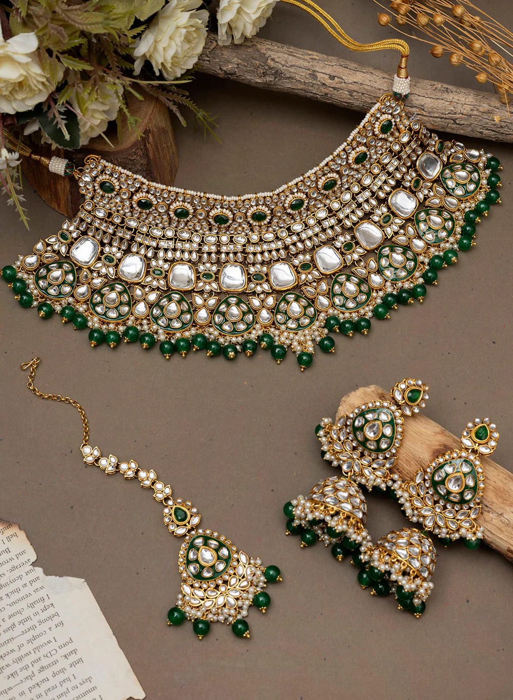 Taksh creation gold plated kundan Bridal jewellery set