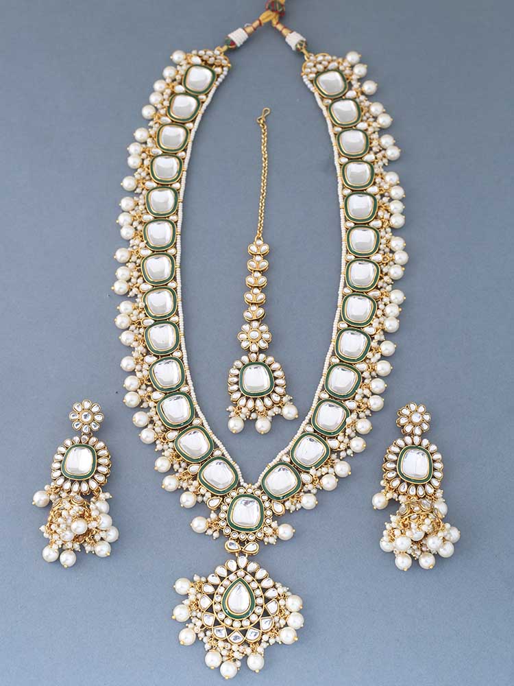 Taksh Creation Gold-Plated Kundan Bridal Jewellery Set