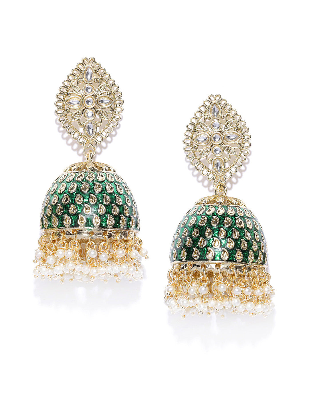 TAKSH CREATION Gold-Toned Dome Shaped Jhumkas