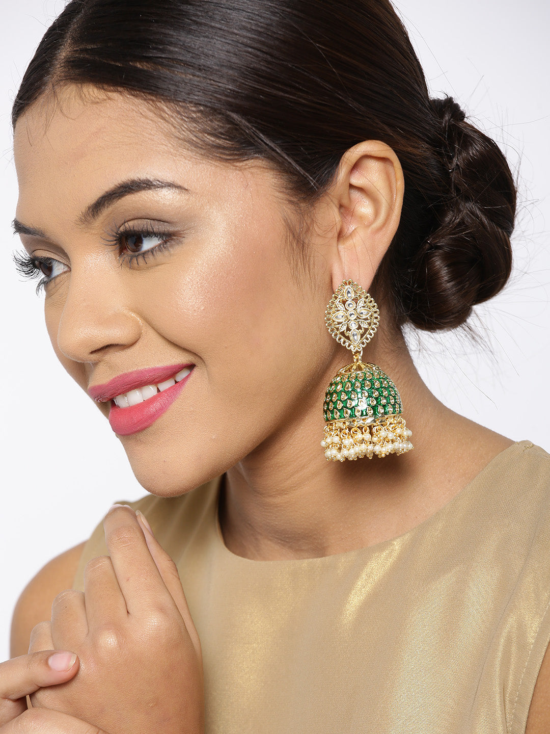 TAKSH CREATION Gold-Toned Dome Shaped Jhumkas