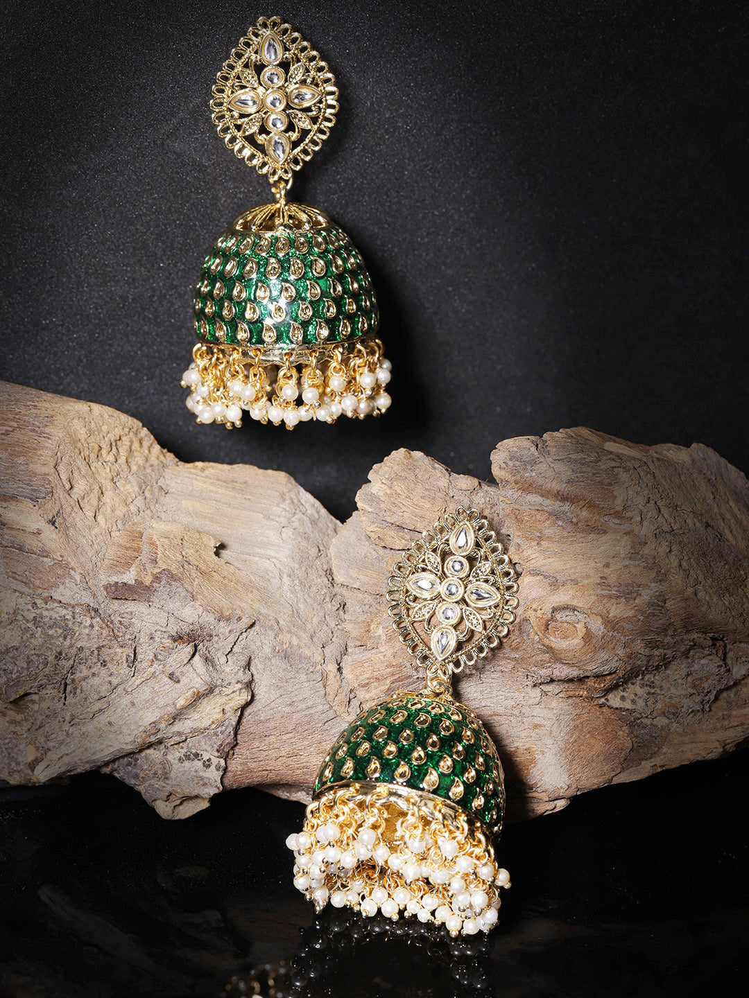 TAKSH CREATION Gold-Toned Dome Shaped Jhumkas