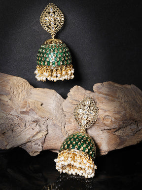 TAKSH CREATION Gold-Toned Dome Shaped Jhumkas