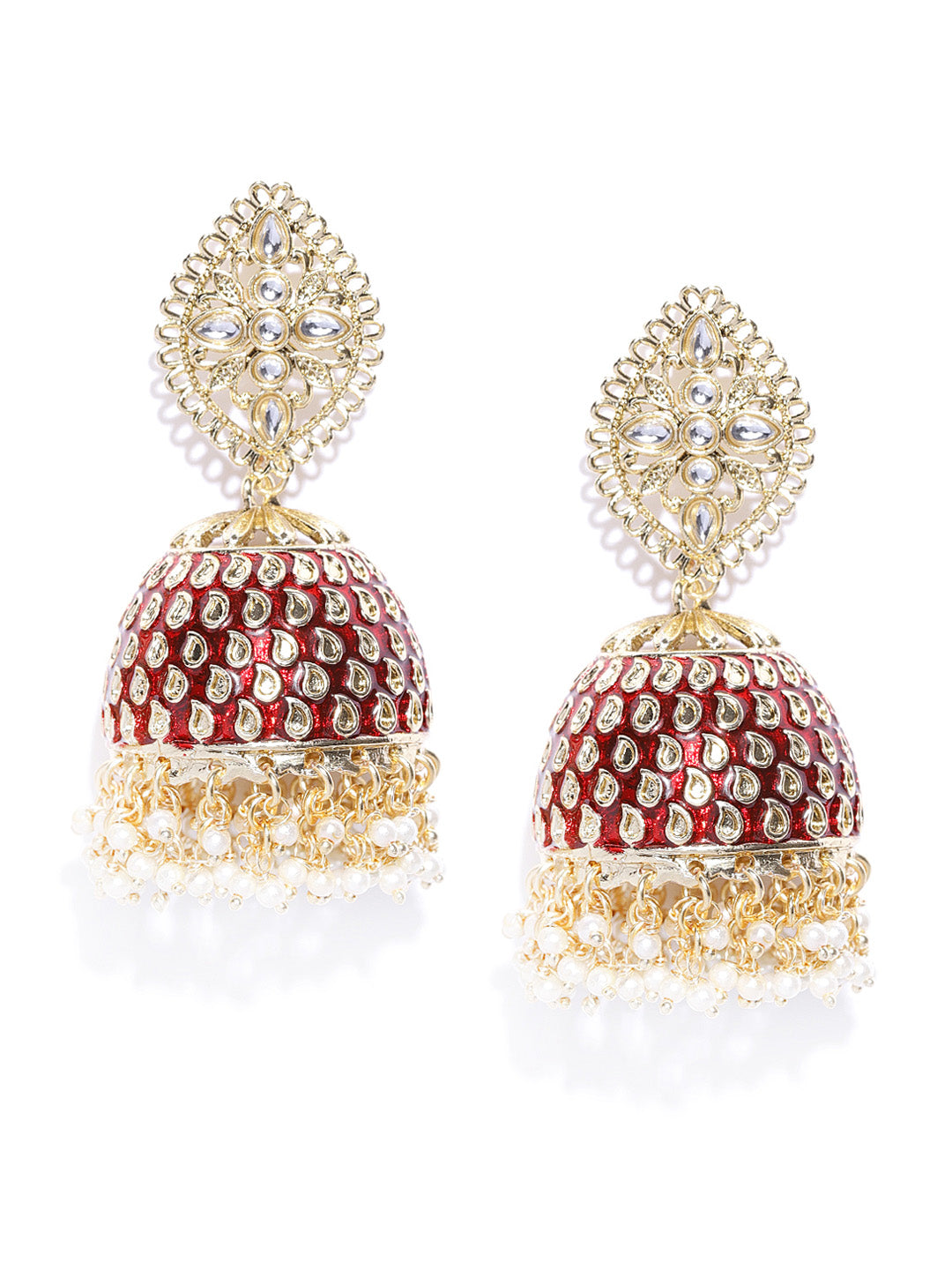 TAKSH CREATION Gold-Toned Dome Shaped Jhumkas