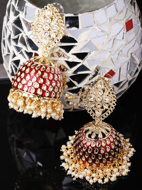 TAKSH CREATION Gold-Toned Dome Shaped Jhumkas