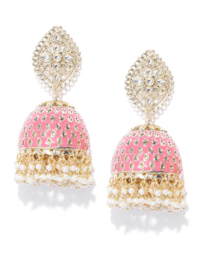 TAKSH CREATION Gold-Toned Dome Shaped Jhumkas