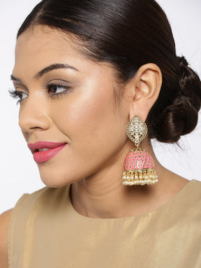 TAKSH CREATION Gold-Toned Dome Shaped Jhumkas