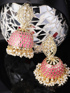 TAKSH CREATION Gold-Toned Dome Shaped Jhumkas