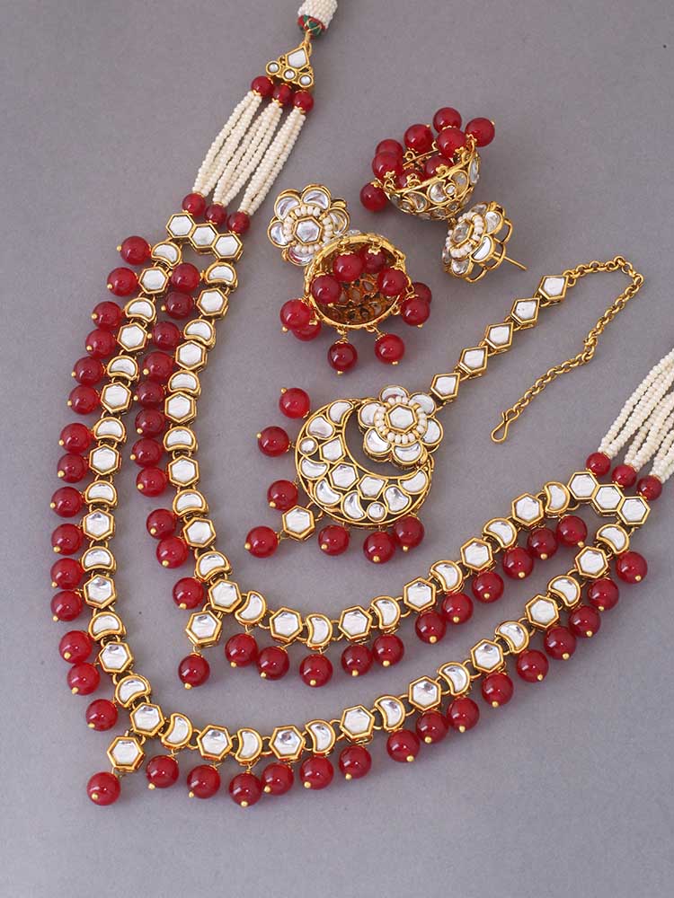 Taksh Creation Gold-Plated Kundan Bridal Jewellery Set