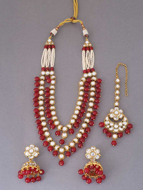 Taksh Creation Gold-Plated Kundan Bridal Jewellery Set