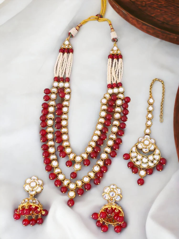 Taksh Creation Gold-Plated Kundan Bridal Jewellery Set