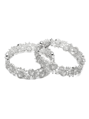 Taksh Creation Silver-Plated CZ Stone Handcrafted Bangles