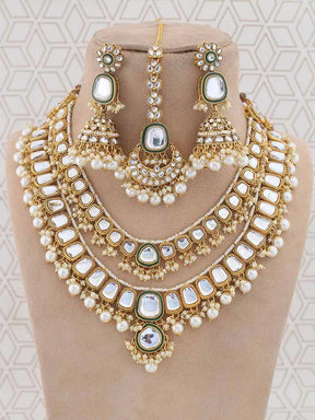 Taksh Creation Gold-Plated Kundan Bridal Jewellery Set