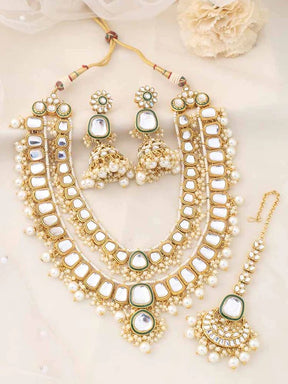 Taksh Creation Gold-Plated Kundan Bridal Jewellery Set